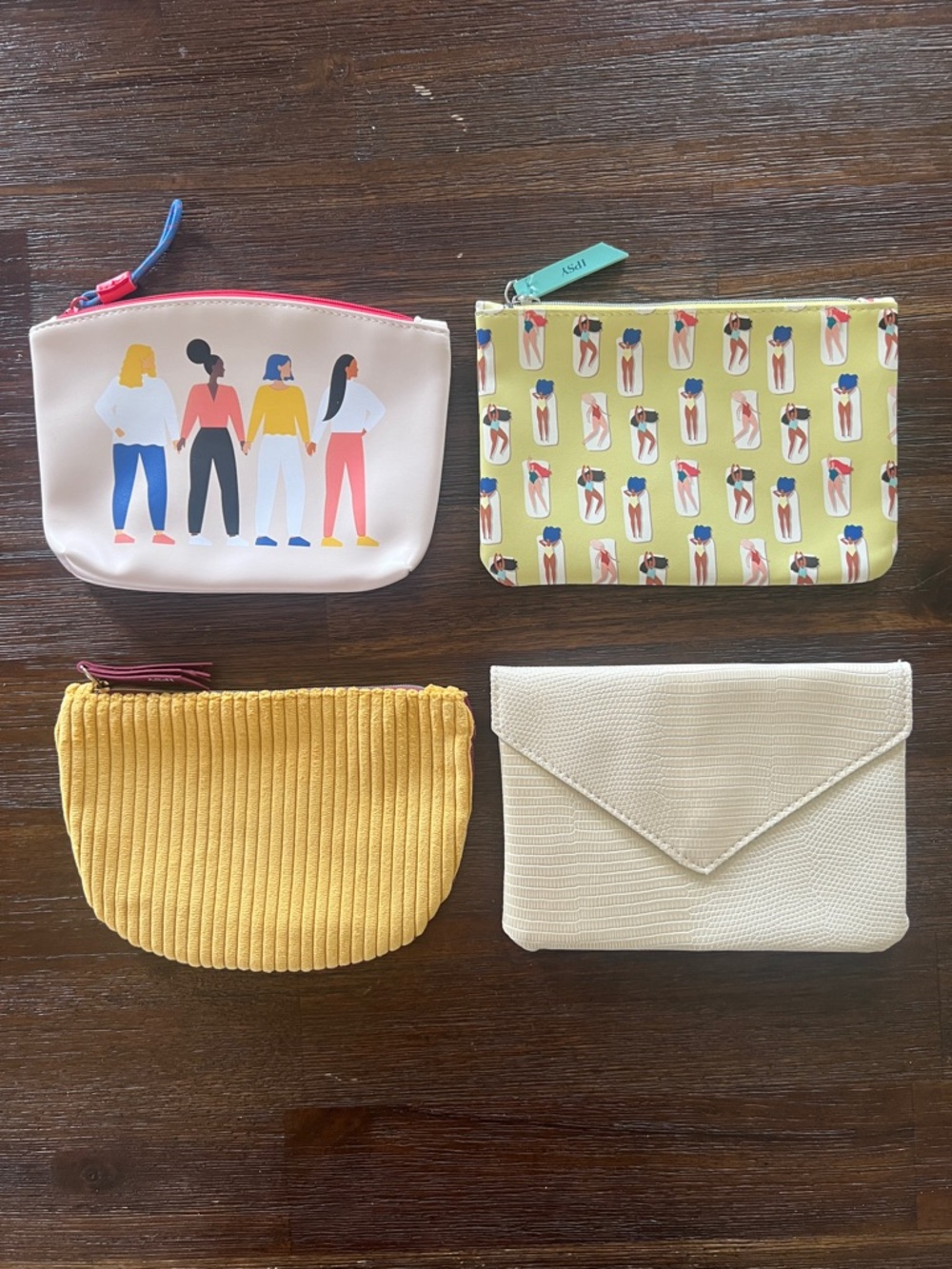 Ipsy Stylish Glam Pouch Lot of 4 ‘Strong Woman’ Themed in Neutral Color Palette